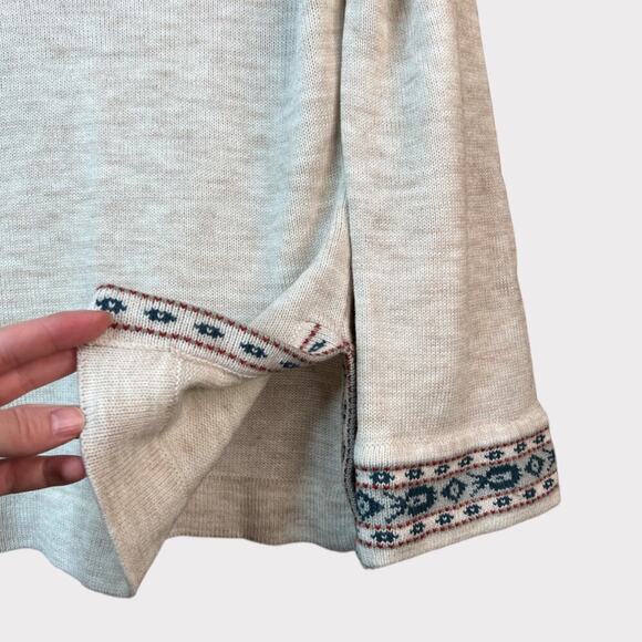 Glamour Knit VINTAGE Womens Bell Sleeve Tunic Sweater sz S Oatmeal Chunky Ribbed - Picture 4 of 5